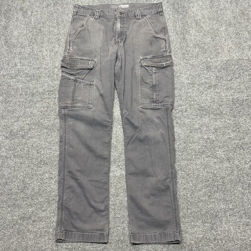 Carhartt Rugged Flex Cargo Pants Mens 32x32 Gray Relaxed Fit Canvas Workwear
